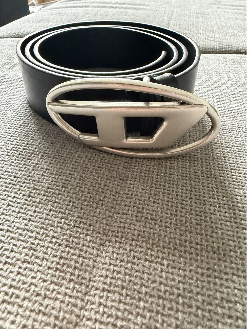 Diesel B-1DR Black Leather Oval D Logo Belt Size 105 42